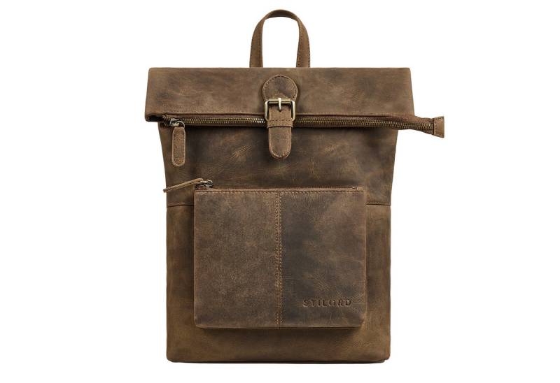 STILORD Cityrucksack "Niagara" Leder Rolltop Rucksack Damen für 13,6 Zoll Laptops DIN A4 von STILORD
