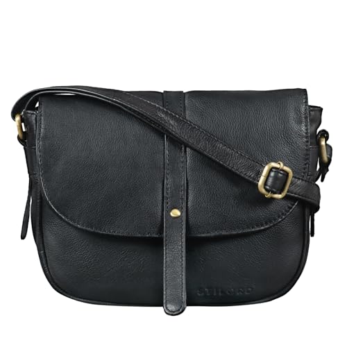 STILORD 'Clara' Kleine Umhängetasche Frauen Leder Vintage Handtasche zum Ausgehen klassische Abendtasche Partytasche Freizeittasche Echtleder, Farbe:schwarz von STILORD