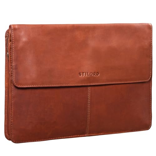 STILORD 'Clark' Notebooktasche für MacBook 13,3 Zoll Laptoptasche für MacBooktasche 14 Zoll Tablettasche Akten-Mappe Konferenzmappe DIN A4 echtes Rindsleder von STILORD