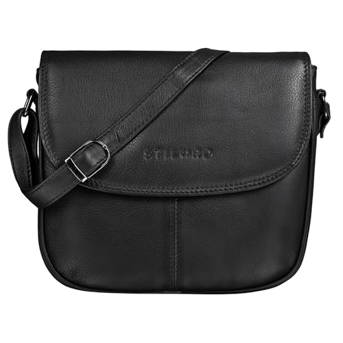 STILORD 'Cleo' Damentasche Echtleder Vintage Handtasche Ledertasche für Frauen zum Umhängen ideal als Kleine Abendtasche Ausgehtasche Shopper Tasche Leder, Farbe:schwarz von STILORD