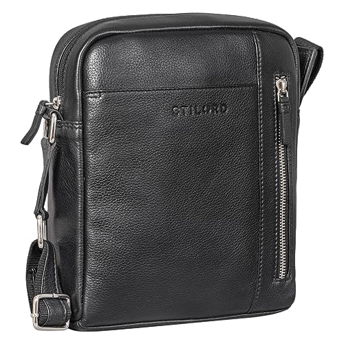 STILORD 'Clint' Schultertasche Herren klein Leder Tablet-Tasche zum Umhängen Herrenhandtasche Echtleder Herrentasche zum Umhängen, Farbe:schwarz von STILORD