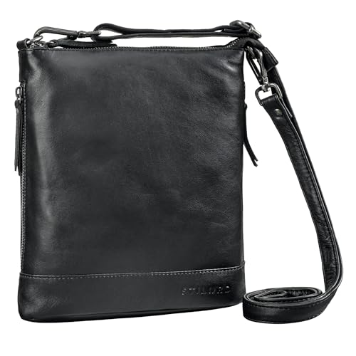 STILORD 'Koko' Handtasche Damen Weiches Leder Klein Umhängetasche Echtleder Hobo Bag Frauen Schultertasche Vintage Tasche mit Reißverschluss, Farbe:schwarz von STILORD