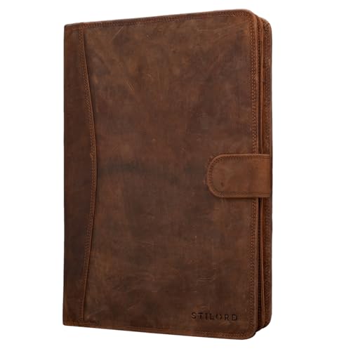 STILORD 'Cohen' A4 Dokumententasche Leder Vintage - Elegante Schreibmappe mit 12,2 Zoll Tabletfach & Reißverschluss - Perfekt für Business, Meetings & Arbeit - Echtes Leder, Farbe:mittel - braun STILORD 'Cohen' A4 Dokumententasche Leder Vintage - Elegante Schreibmappe mit 12,2 Zoll Tabletfach & Reißverschluss - Perfekt für Business, Meetings & Arbeit - Echtes Leder, Farbe:mittel - braun von STILORD