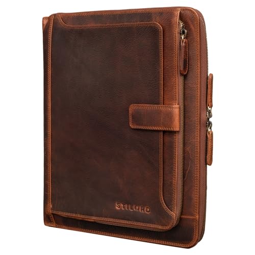 STILORD 'Colby' Konferenzmappe A4 mit Ringbuch Leder Aktenmappe Schreibmappe Managermappe Business Ledermappe 100% Echtleder, Farbe:Kara - Cognac von STILORD