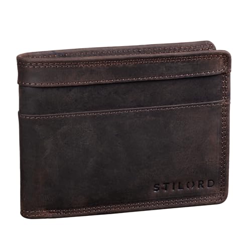 STILORD 'Cooper' RFID Leder Brieftasche Herren Vintage Portemonnaie Männer mit Ausweisfach und Ausleseschutz in Schwarzer Geschenkbox, Farbe:dunkel - braun von STILORD