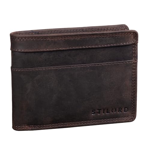 STILORD 'Cooper' RFID Leder Brieftasche Herren Vintage Portemonnaie Männer mit Ausweisfach und Ausleseschutz in Schwarzer Geschenkbox - Herren-Geldbörse Echt-Leder, Farbe:dunkel - braun von STILORD