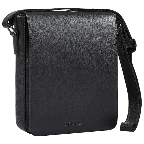 STILORD 'Cosmo' Vintage Ledertasche Herren Umhängetasche Mittel-Groß Messenger Bag Kompakt für 12 Zoll Tablet Schultertasche Männer Herrentasche Crossbody Bag Echtleder, Farbe:schwarz von STILORD