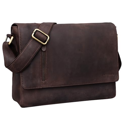 STILORD 'Davis' Messenger Bag Leder 13 Zoll Laptop Tasche Vintage Umhängetasche Schultertasche für Uni Büro Büchertasche Messengertasche Echtleder von STILORD