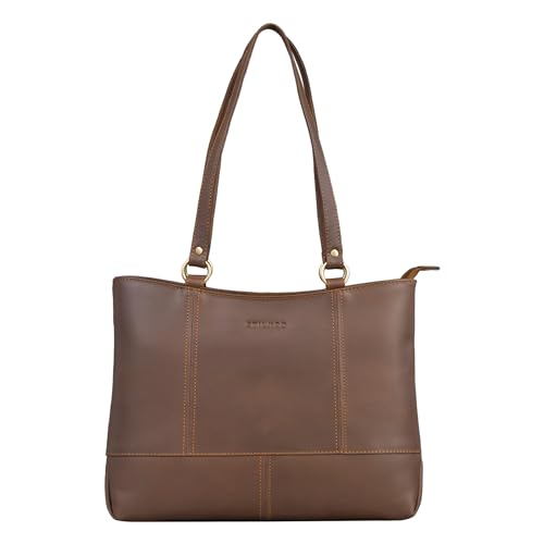 STILORD 'Delilah' Leder Shopper Damen Handtasche Umhängetasche Hobo Bag Retro Schultertasche Ledertasche Frauen Tote Bag Tasche Echtleder, Farbe:havanna - braun von STILORD