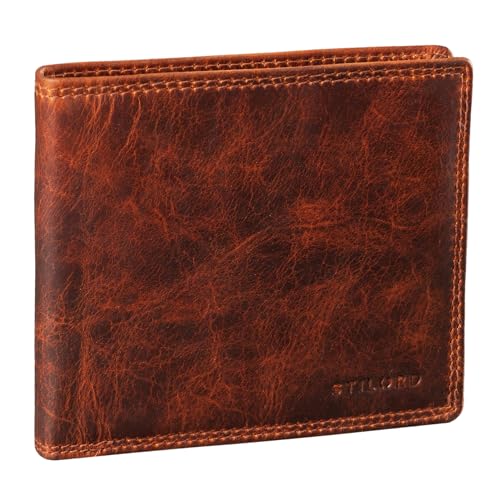 STILORD 'Derek' RFID Portemonnaie Leder Herren Geldbörse mit NFC Protector Brieftasche Vintage Echtleder Geschenkidee in Geschenkbox, Farbe:Prestige - braun von STILORD