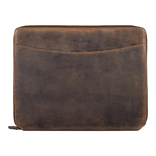 STILORD 'Dexter' Dokumententasche A4 Leder Arbeitsmappe Vintage Aktenmappe Dokumentenmappe DIN A4 Konferenzmappe Schreibmappe für 13.3 Zoll MacBooks, Farbe:calais - braun von STILORD