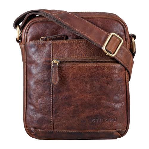 STILORD 'Diego' Vintage Herrentasche Leder Klein Umhängetasche für 9.7 Zoll iPad DIN A5 Schultertasche Cross-Body Bag für Männer Echtes Leder, Farbe:Florida - braun von STILORD