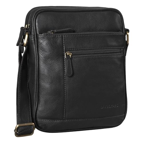 STILORD 'Diego' Vintage Herrentasche Leder Klein Umhängetasche für 9.7 Zoll iPad DIN A5 Schultertasche Cross-Body Bag für Männer Echtes Leder, Farbe:schwarz von STILORD