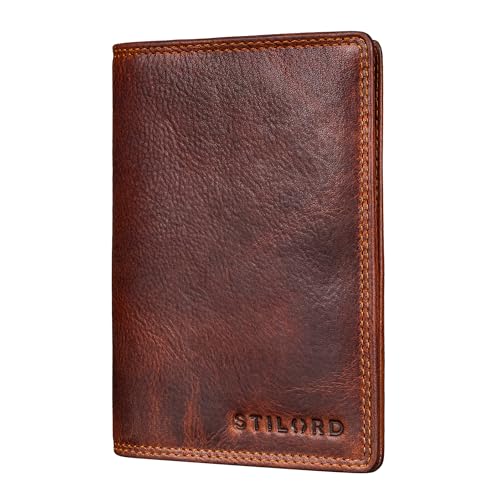 STILORD 'Dima' Hochwertiges Kartenetui Leder Herren & Damen Geldbörse ohne Münzfach Multifunktionale Fahrzeugschein-Mappe Reisepasshülle Kreditkartenetui mit RFID Schutz, Farbe:Kara - Cognac von STILORD