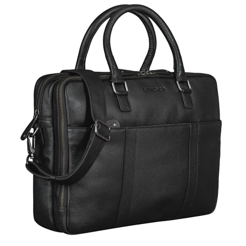 STILORD 'Drake' Businesstasche Leder Groß Vintage Aktentasche XL Ledertasche Laptoptasche für Arbeit Büro Umhängetasche Aufsteckbar Echtleder von STILORD