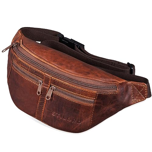 STILORD 'Echo' Vintage Hüfttasche Leder Bauchtasche Gürteltasche für Herren und Damen 7 Zoll Kamera Handy Reise Festival Unisex Echtleder, Farbe:Mocca - Dunkelbraun von STILORD