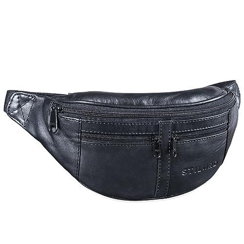 STILORD 'Echo' Vintage Hüfttasche Leder Bauchtasche Gürteltasche für Herren und Damen 7 Zoll Kamera Handy Reise Festival Unisex Echtleder, Farbe:schwarz von STILORD