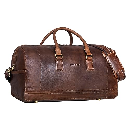 STILORD 'Edson' Leder Weekender Herren Damen Vintage Reisetasche Handgepäck Reisegepäck in Kabinengröße Duffle Bag Sporttasche Ledertasche Travel Bag, Farbe:Kansas - braun von STILORD