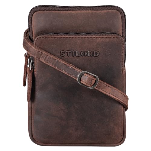 STILORD 'Elin' Brustbeutel Leder groß Brusttasche für Herren Damen Handy Umhängetasche aus echtem Vintage Leder, Farbe:Zamora - braun von STILORD