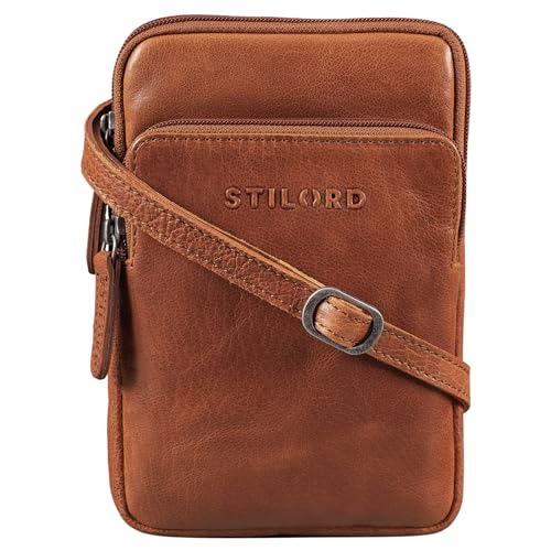 STILORD 'Elin' Brustbeutel Leder groß Brusttasche für Herren Damen Handy Umhängetasche aus echtem Vintage Leder, Farbe:maraska - braun von STILORD