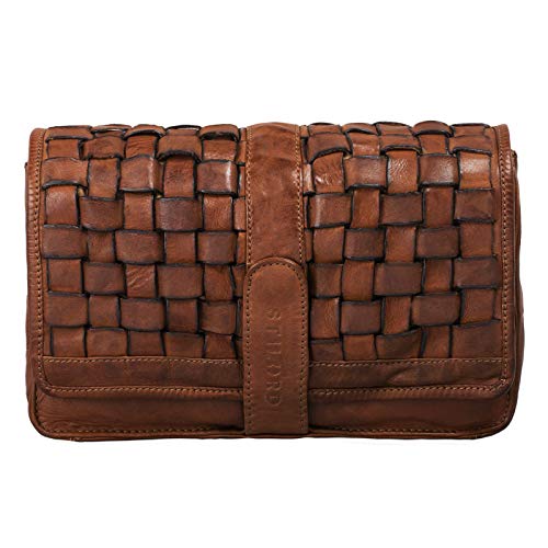 STILORD 'Ella' Handtasche Damen Leder klein Vintage Clutch geflochten Abendtasche Ausgehtasche Flechttasche für Party Disco Freizeit echtes Rindsleder, Farbe:ocker - braun von STILORD