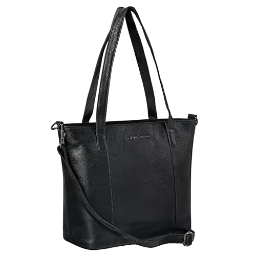 STILORD 'Elodie' Prachtvolle Leder Umhängetasche Damen Abendtasche Vintage Lederhandtasche zum Umhängen Schultertasche Crossbody Damenhandtasche, Farbe:obsidian schwarz von STILORD