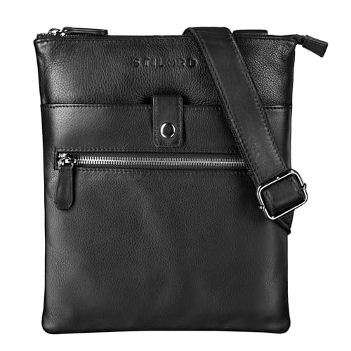 STILORD 'Enya' Ledertasche Damen Umhängetasche Vintage Handtasche Klein Abendtasche Elegante Schultertasche Tasche für iPad 9.7 Zoll DIN A5 Echt Leder, Farbe:schwarz von STILORD