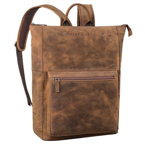 STILORD 'Espen' Großer Arbeitsrucksack Herren Damen Robuster Echt Lederrucksack 17 Zoll Stylisher Business-Rucksack Lehrerrucksack Travel-Rucksack Laptop Rucksack, Farbe:sepia - braun plain von STILORD