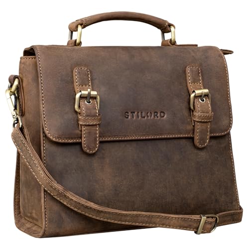 STILORD 'Estelle' Fashion Handtasche Leder Umhängetasche Damen Elegant Schultertasche Vintage Damentasche Satchel Bag aus echtem Leder, Farbe:mittel - braun von STILORD