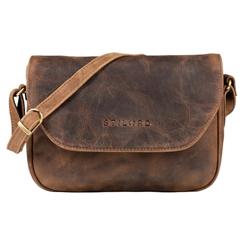 STILORD 'Esther' Damen Handtasche Umhängetasche Echtleder Vintage Ledertasche zum Ausgehen klassische Abendtasche Partytasche Freizeittasche Leder, Farbe:mittel - braun von STILORD
