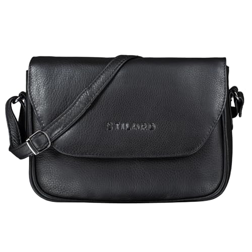 STILORD 'Esther' Damen Handtasche Umhängetasche Echtleder Vintage Ledertasche zum Ausgehen klassische Abendtasche Partytasche Freizeittasche Leder, Farbe:schwarz von STILORD