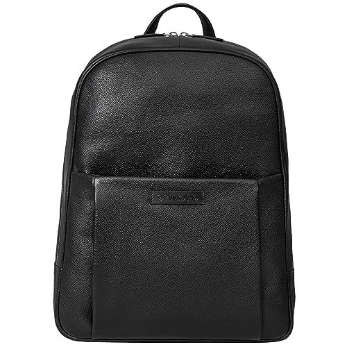 STILORD 'Etienne' Laptop Rucksack Leder 15 Zoll Business Rucksack Damen Leder Herren Notebook Rucksack 15 Zoll Office Rucksack, Farbe:schwarz von STILORD