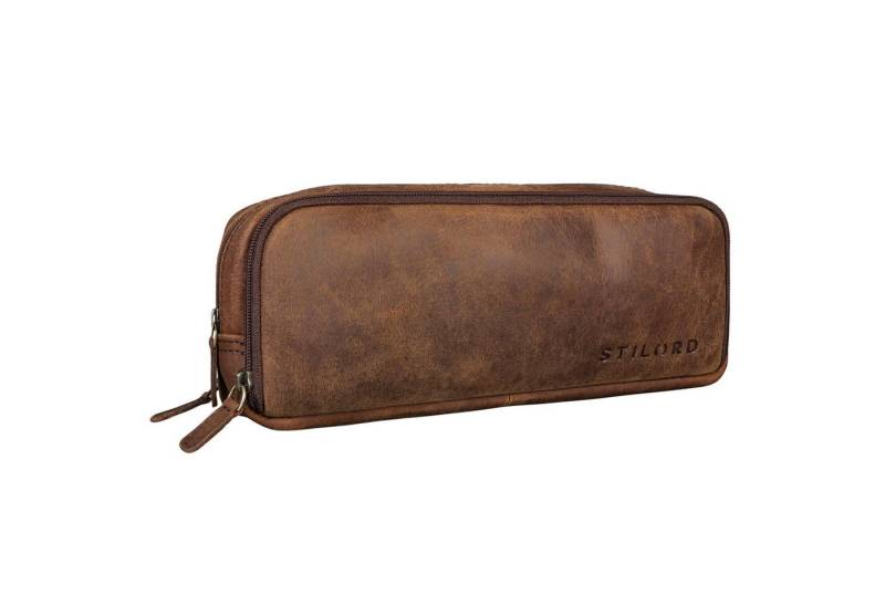 STILORD Etui "Flo" Leder Federmäppchen Schlampermäppchen Groß 3 Reißverschlüsse von STILORD