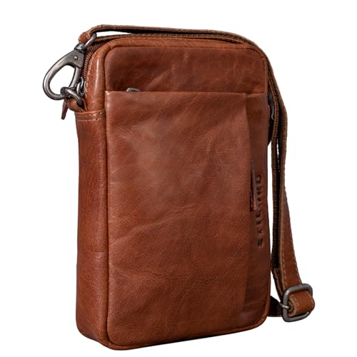 STILORD 'Fiete' 2-in-1 Umhängetasche/Handgelenktasche Leder Herren multifunktionale Handtasche mit abnehmbarem Schulterriemen kleine Ledertasche im Vintage Design, Farbe:brandy - braun von STILORD