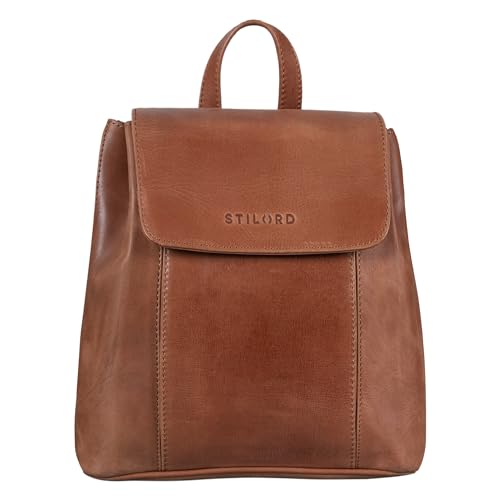 STILORD 'Fiona' Daypack Rucksack Damen Leder Klein für City Shopping Freizeit iPad 9.7 Zoll Vintage Rucksackhandtasche aus Echtem Leder, Farbe:andorra - braun von STILORD