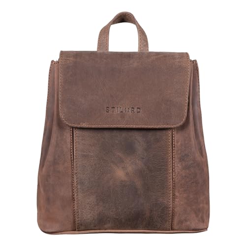 STILORD 'Fiona' Daypack Rucksack Damen Leder Klein für City Shopping Freizeit iPad 9.7 Zoll Vintage Rucksackhandtasche aus Echtem Leder, Farbe:Veleta - braun von STILORD