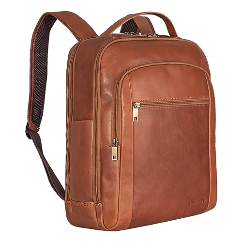 STILORD 'Floyd' Laptop-Rucksack 16 Zoll Leder Herren Business Rucksack 14 Zoll Laptop Fach Damen Leder Rucksack groß Vintage, Farbe:namibia - braun von STILORD