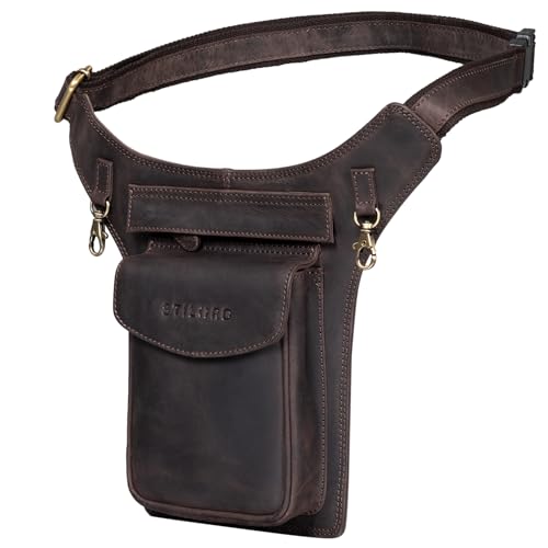 STILORD 'Frankie' Hüfttasche Leder Brusttasche Cross-Body Bag Bauch Tasche Vintage Gürteltasche für Herren Damen Brusttasche Echtleder, Farbe:dunkel - braun von STILORD