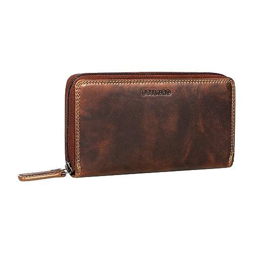 STILORD 'Frida' Portemonnaie Damen Leder RFID Schutz Vintage Geldbeutel Geldbörse Groß Geldtasche RFID Portemonnaie mit Reißverschluss Echtes Leder, Farbe:Salerno - braun STILORD 'Frida' Portemonnaie Damen Leder RFID Schutz Vintage Geldbeutel Geldbörse Groß Geldtasche RFID Portemonnaie mit Reißverschluss Echtes Leder, Farbe:Salerno - braun von STILORD