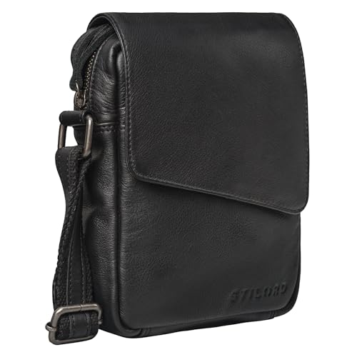 STILORD 'Fridolin' Kleine Umhängetasche Damen und Herren Vintage Ledertasche Herren Schultertasche Leder elegant Herren Handtaschen klein Abendtasche, Farbe:schwarz von STILORD