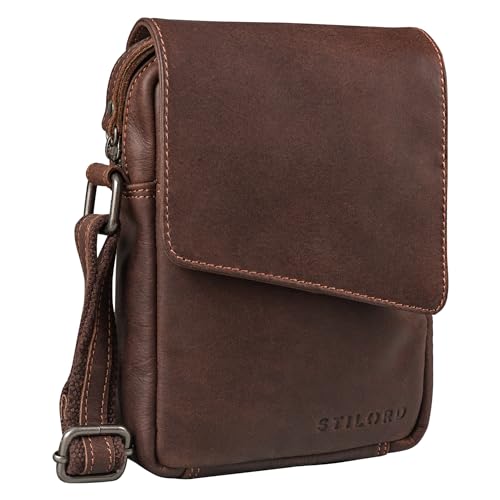 STILORD 'Fridolin' Kleine Umhängetasche Damen und Herren Vintage Ledertasche Herren Schultertasche Leder elegant Herren Handtaschen klein Abendtasche, Farbe:torres - braun von STILORD