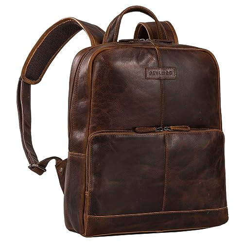 STILORD 'Friedrich' Business Rucksack Herren und Damen Leder Laptop Rucksack 15,6 Zoll Rucksack Leder Groß Studenten Rucksack, Farbe:Florida - braun von STILORD