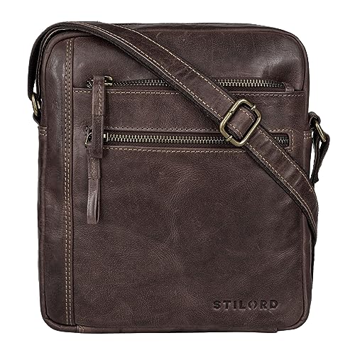 STILORD 'Garcia' Kleine Umhängetasche Echtleder Braun Vintage Messenger Bag Ledertasche für 9,7 Zoll iPad und 10,1 Zoll Tablet moderne Schultertasche aus Leder, Farbe:novello - braun von STILORD