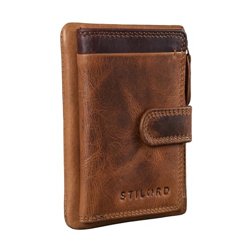 STILORD 'Garrett' 2-in-1 Geldbörse und Schlüsseltasche Leder Damen und Herren Kartenetui Portemonnaie mit Schlüssel-Fach klein EC Schlüsseletui Slim Wallet RFID Schutz, Farbe:Kara - Cognac von STILORD