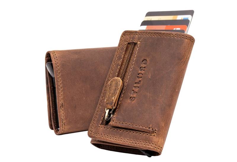 STILORD Geldbörse "Roy" Leder Mini Slim Wallet Herren mit Münzfach RFID Schutz Pop Up von STILORD