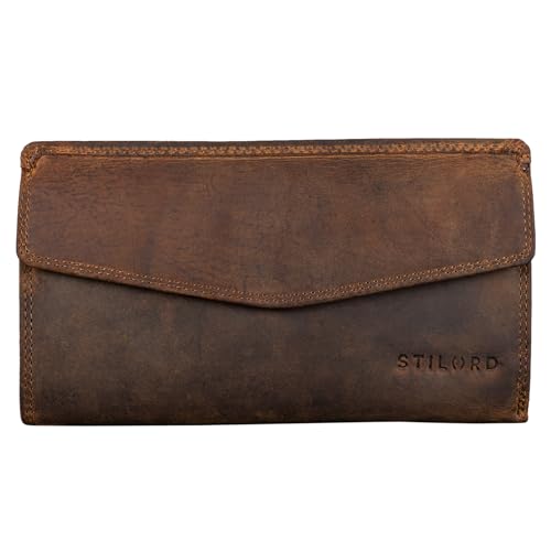 STILORD 'Gloria' Echtleder Geldbörse Damen RFID Blocker Vintage Portemonnaie Querformat für Frauen Viele Fächer in Schwarzer Geschenkbox, Farbe:mittel - braun STILORD 'Gloria' Echtleder Geldbörse Damen RFID Blocker Vintage Portemonnaie Querformat für Frauen Viele Fächer in Schwarzer Geschenkbox, Farbe:mittel - braun von STILORD