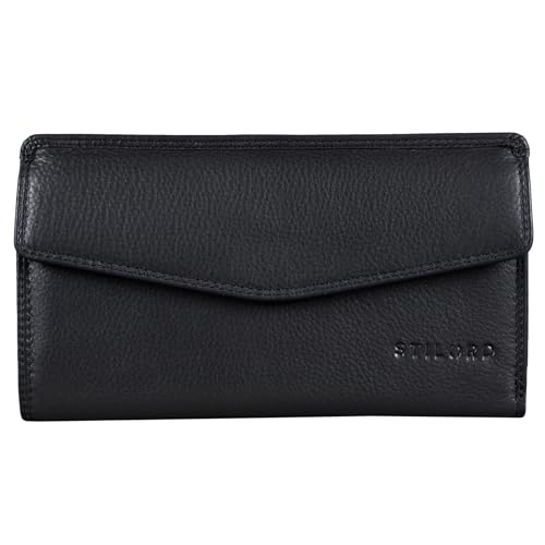 STILORD 'Gloria' Echtleder Geldbörse Damen RFID Blocker Vintage Portemonnaie Querformat für Frauen Viele Fächer in Schwarzer Geschenkbox, Farbe:schwarz STILORD 'Gloria' Echtleder Geldbörse Damen RFID Blocker Vintage Portemonnaie Querformat für Frauen Viele Fächer in Schwarzer Geschenkbox, Farbe:schwarz von STILORD