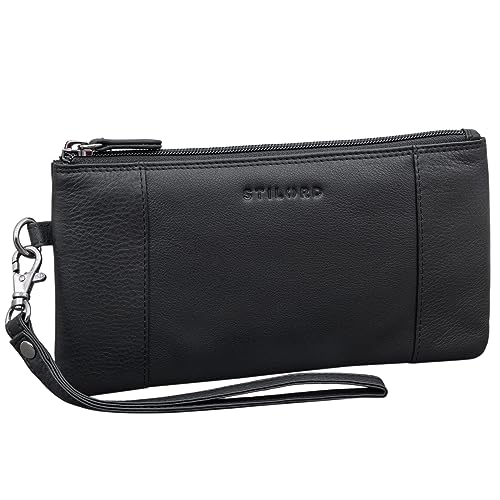 STILORD 'Grecia' Clutch Leder Vintage Damen Klein Abnehmbare Handschlaufe und RFID Schutz Echtleder Partytasche Geldbeutel Damen Groß, Farbe:schwarz von STILORD
