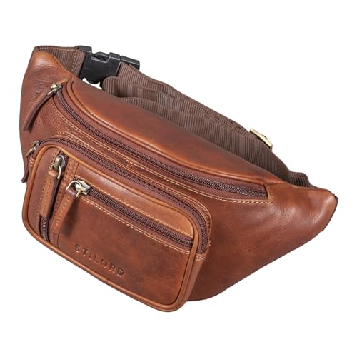 STILORD 'Greg' Bauchtasche Leder Vintage Hüfttasche Herren Damen Belt Bag für Sport Festival Handy Werkzeugtasche Gürteltasche Doggy Bag Echtleder, Farbe:Porto - Cognac von STILORD