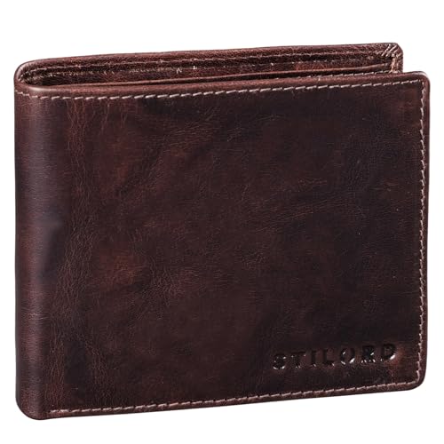 STILORD 'Guillermo' RFID Leder Portemonnaie Männer Geldbörse in Geschenkbox Herren Kartenfächer NFC Ausleseschutz Brieftasche Echtleder, Farbe:Espresso - braun von STILORD